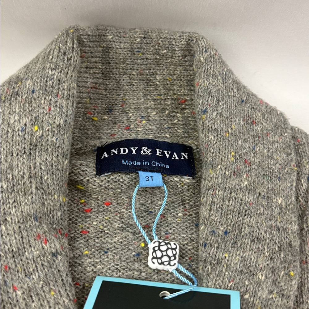 Andy and Evan Toddler Boys Gray With Patches Cardigan Toggle Buttons Size 3T NWT - Picture 4 of 8